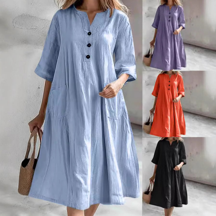 Damen lässiges Strandkleid mit praktischen Taschen Drune