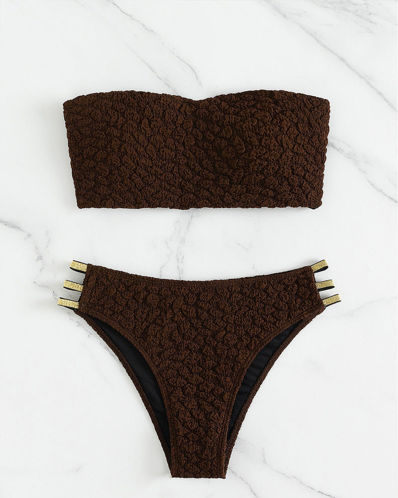 Damen Bandeau-Bikini mit strukturiertem Design und eleganten Akzenten Drune