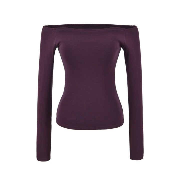 Damen Enganliegendes Off-Shoulder Longsleeve aus Stretch-Jersey Drune