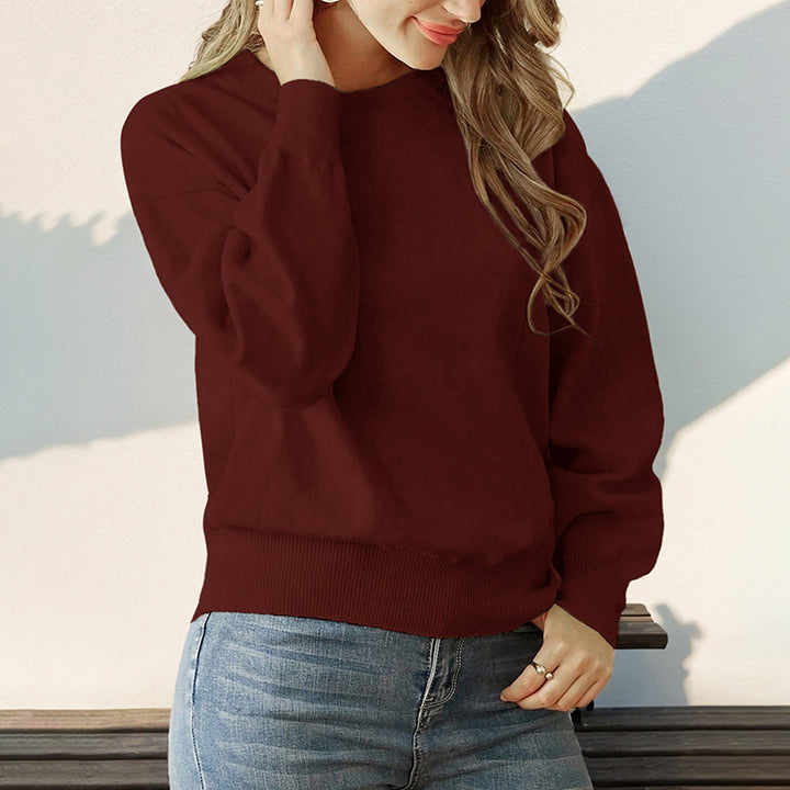 Damen Oversize-Strickpullover mit Ballonärmeln und Rippbündchen Drune