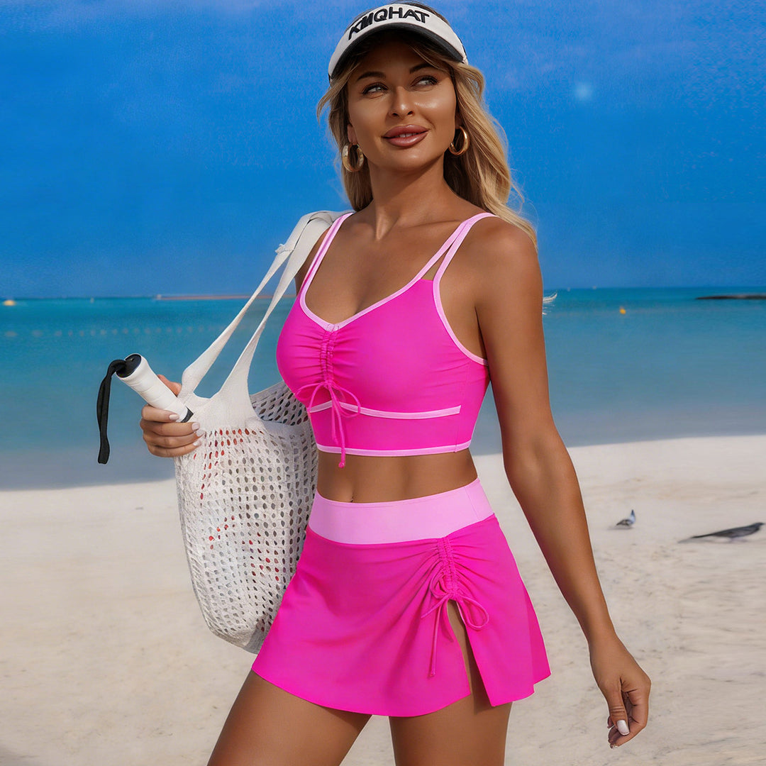 Damen Sportliches Badeoutfit mit asymmetrischem Rock Drune