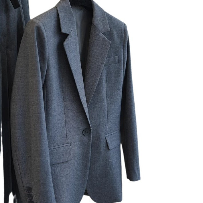 Damen Klassischer taillierter Ein-Knopf-Blazer aus feinem Wollmix Drune