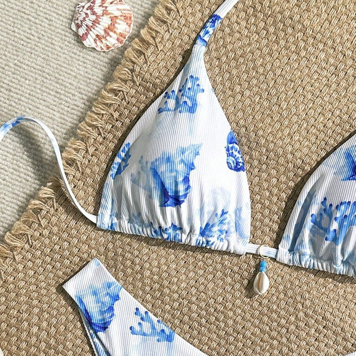 Damen Triangel-Bikini mit maritimer Muscheldekoration Drune