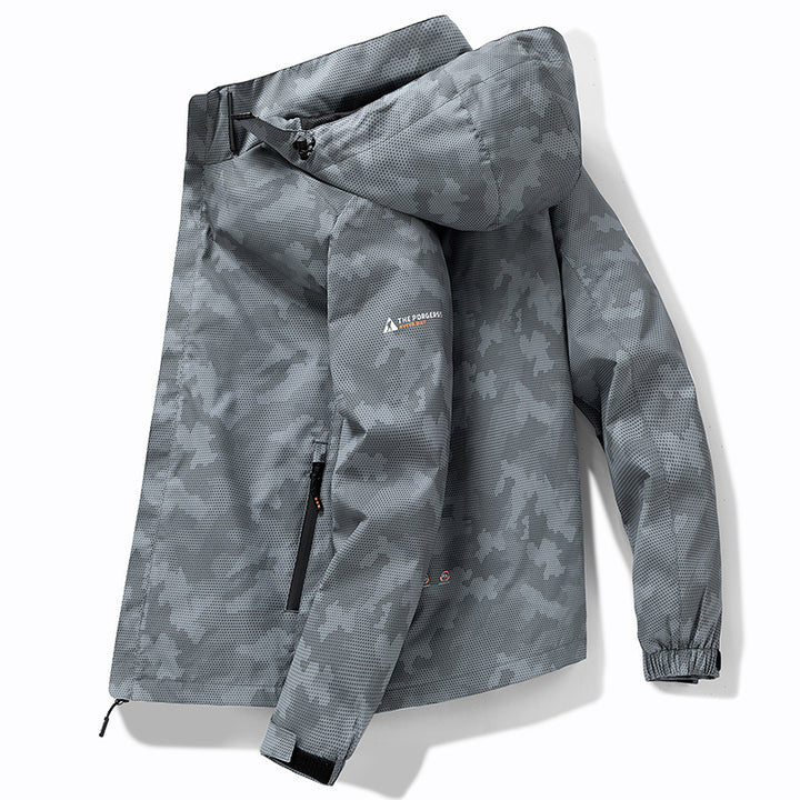 Herren Wetterfeste Outdoor-Jacke mit verstellbarem Kapuzenkragen Drune