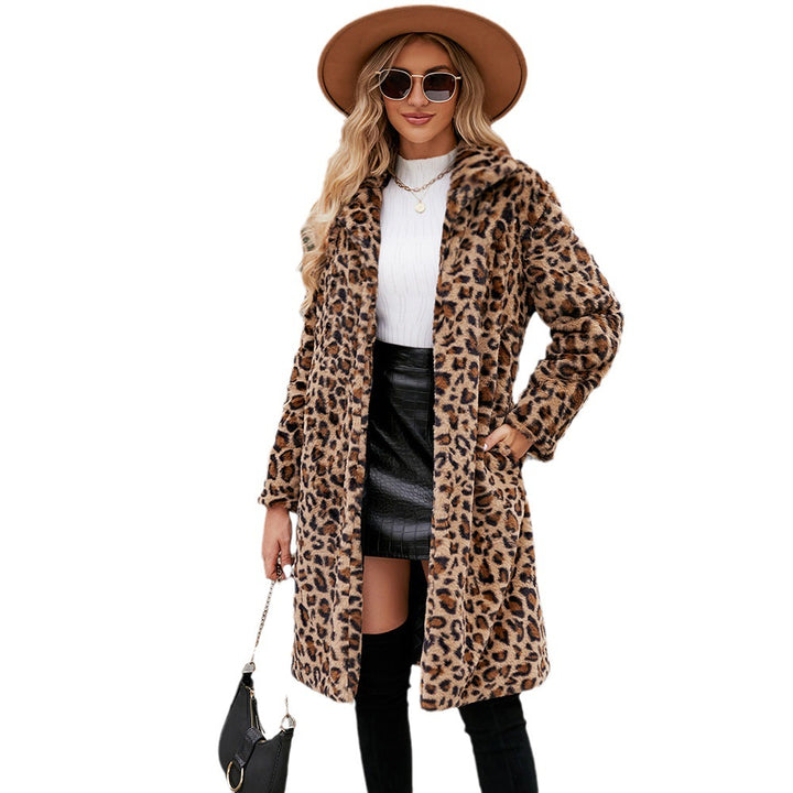 Damen Luxuriöser Leopardenfell-Mantel Drune