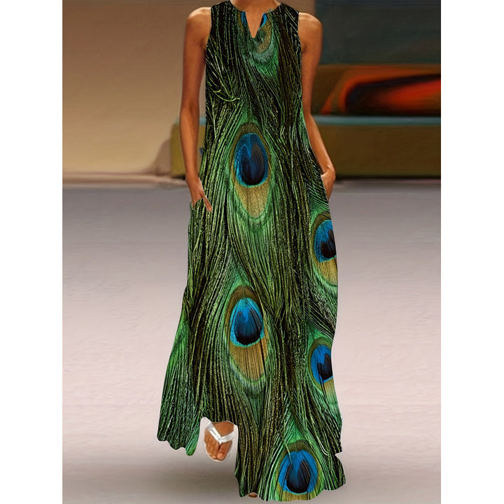 Damen Maxikleid mit elegantem floralem Design und seitlichen Taschen Drune