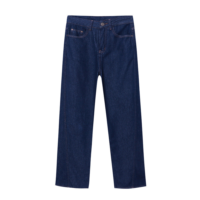 Damen weite Denim-Hose mit hohem Bund und eleganten Details Drune