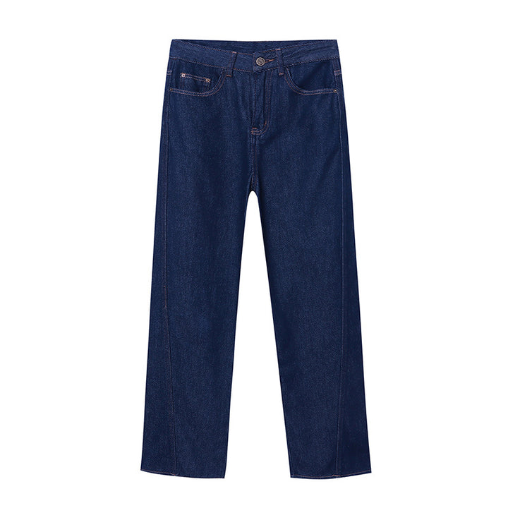 Damen weite Denim-Hose mit hohem Bund und eleganten Details Drune