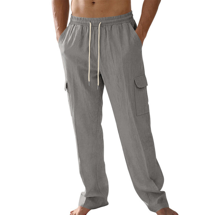 Herren Cargo-Strandhose aus Leinenmix mit elastischem Bund und Kordelzug Drune