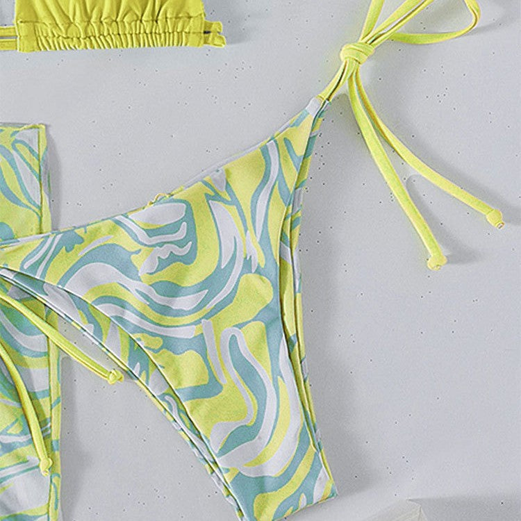 Damen Triangle-Bikini mit leicht transparentem Wickelrock Drune