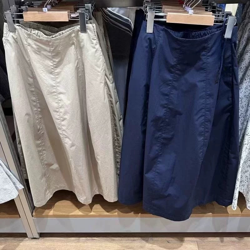 Damen Midirock mit elastischem Bund und seitlichen Eingrifftaschen Drune