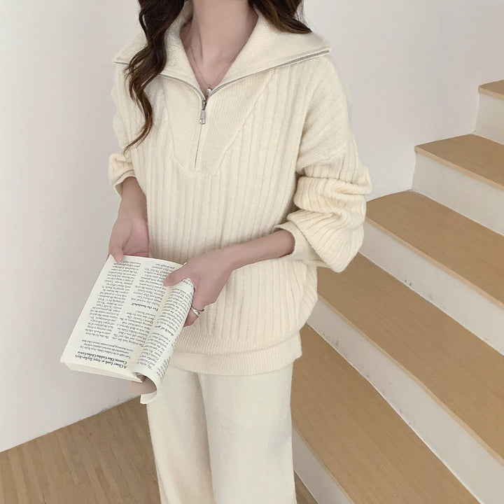 Damen Modischer Pullover mit Reißverschluss Drune
