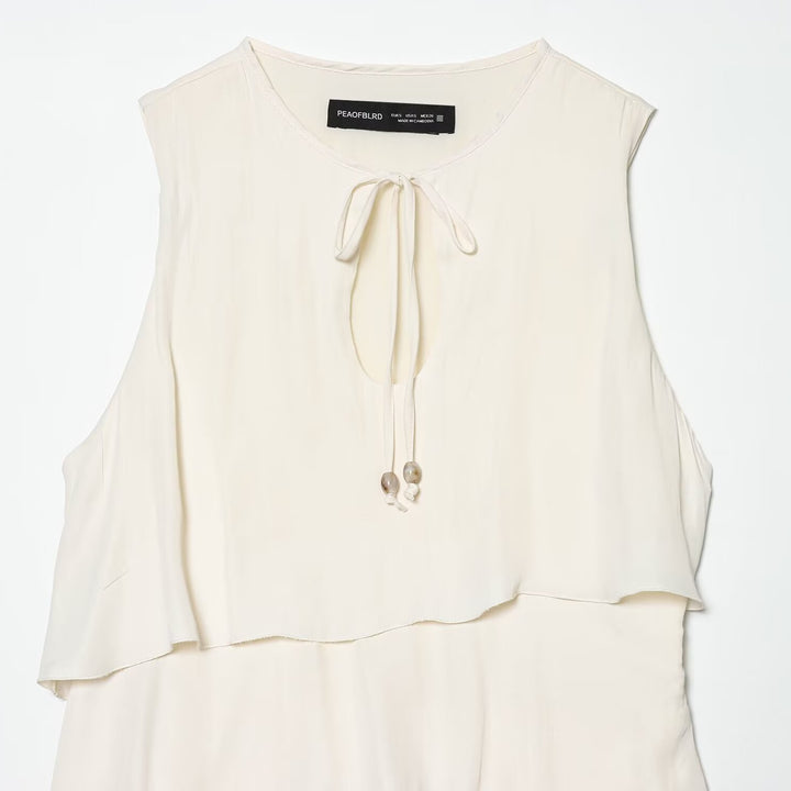 Damen Midi-Kleid mit schwingendem Volant und elegantem Bindegürtel Drune