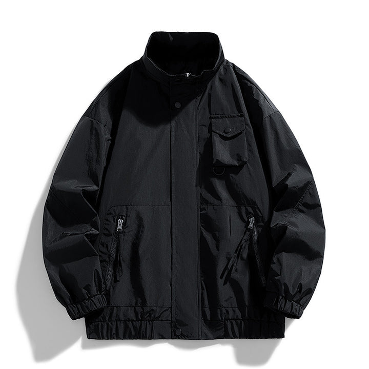 Herren Leichte technische Utility-Übergangsjacke mit Stehkragen und Multifunktionstaschen Drune