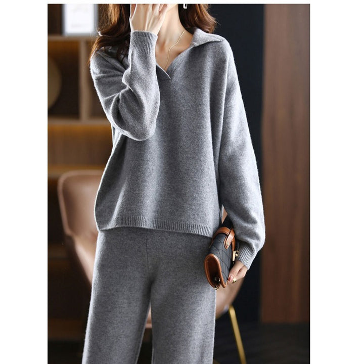 Damen bequemer Strickpullover mit modischem Kragen und lässigem Schnitt Drune