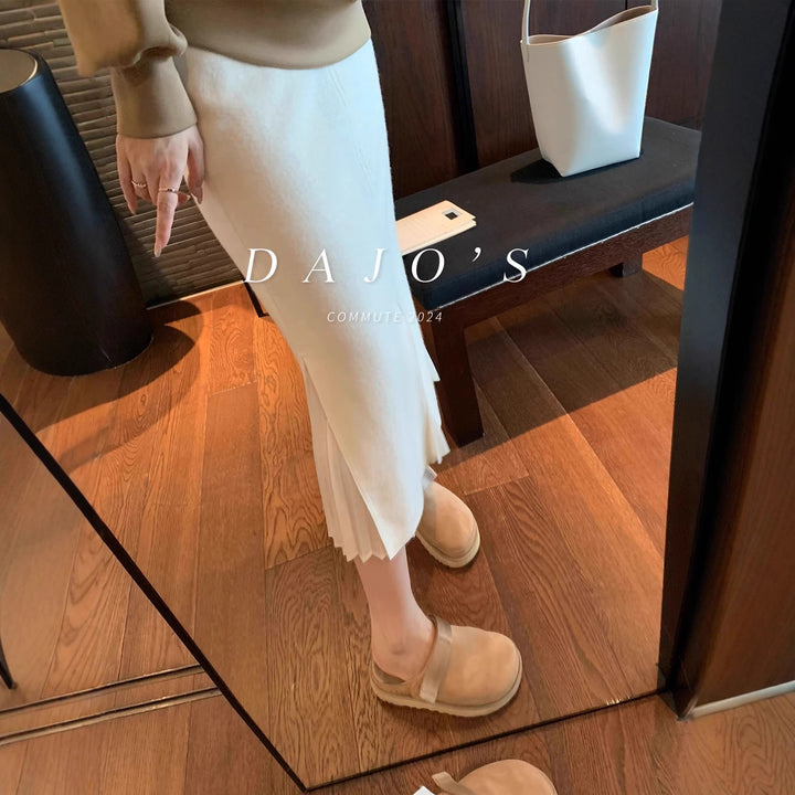 Damen Eleganter Midirock mit Schlitzen Drune