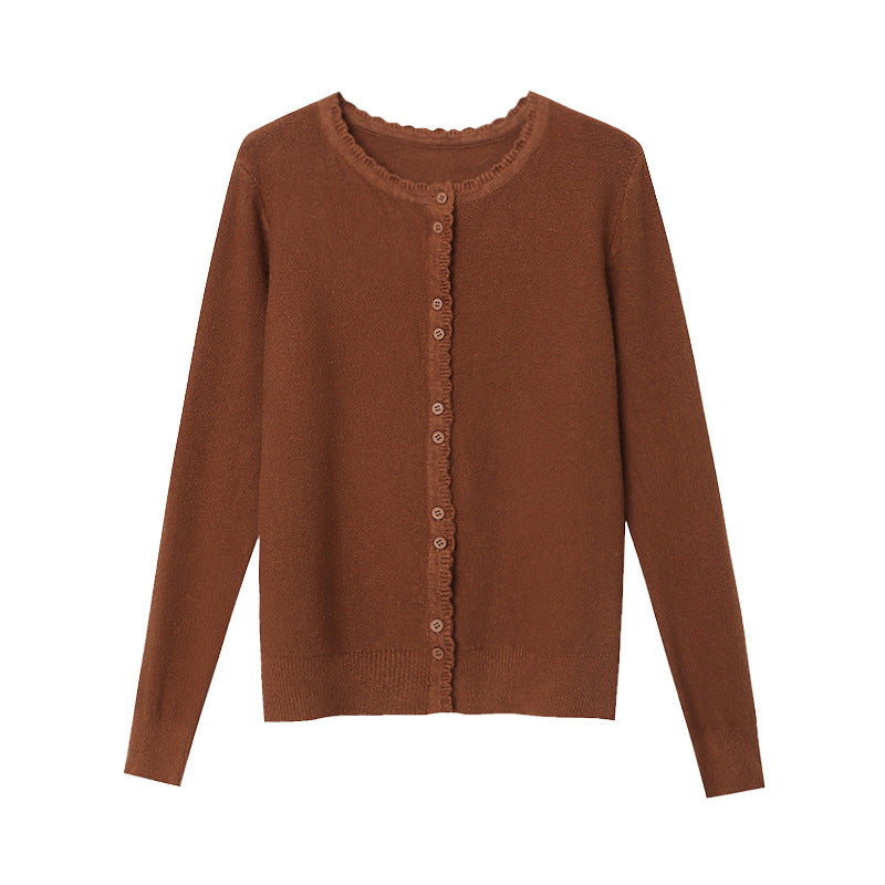 Damen elegante Strickjacke mit Knopfleiste Drune