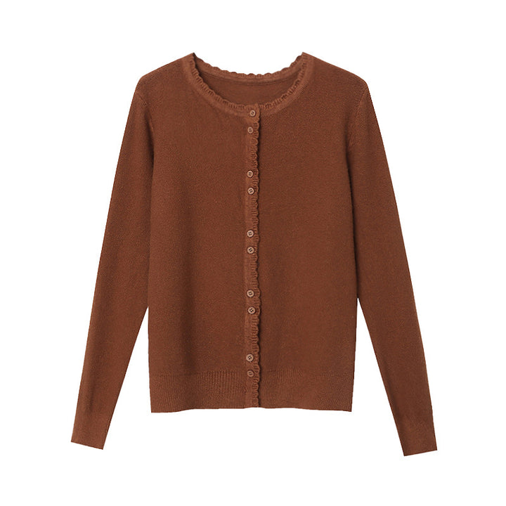 Damen elegante Strickjacke mit Knopfleiste Drune