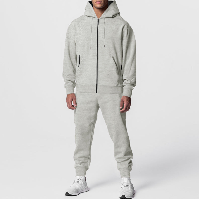 Herren nan urbanes Reißverschluss‑Hoodie mit Kängurutasche und konisch zulaufender Jogginghose Set Drune