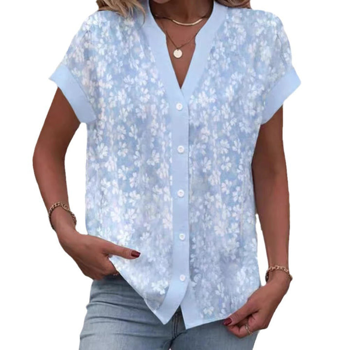 Damen Blusentop mit floralem Muster und kurzen Ärmeln Drune