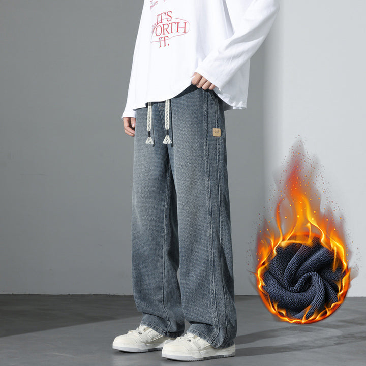 Herren Weite Vintage-Denim-Freizeithose mit Tunnelzug und relaxed Fit Drune