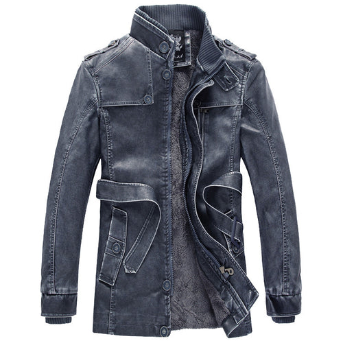 Herren Gefütterte Utility-Jeansjacke mit hohem Stehkragen Drune