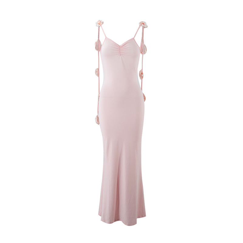 Damen Elegantes Maxikleid mit einzigartigen Rüschenträgern Drune
