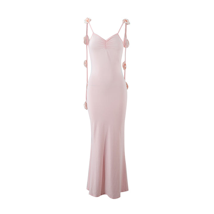 Damen Elegantes Maxikleid mit einzigartigen Rüschenträgern Drune