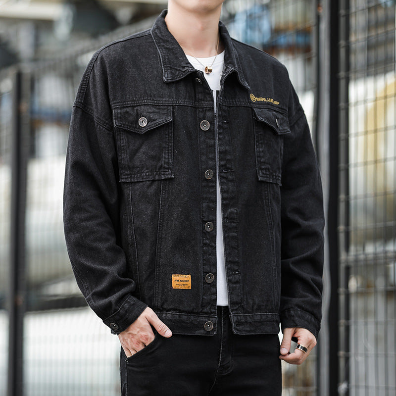 Herren Denimjacke im lässigen Stil mit funktionalen Pattentaschen und robustem Design Drune