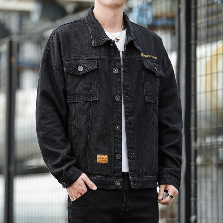 Herren Denimjacke im lässigen Stil mit funktionalen Pattentaschen und robustem Design Drune