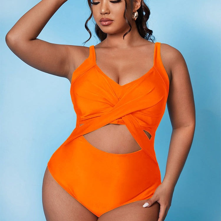 Damen Einteiler Badeanzug mit raffiniertem Wickeldesign und seitlichen Cut-Outs Drune