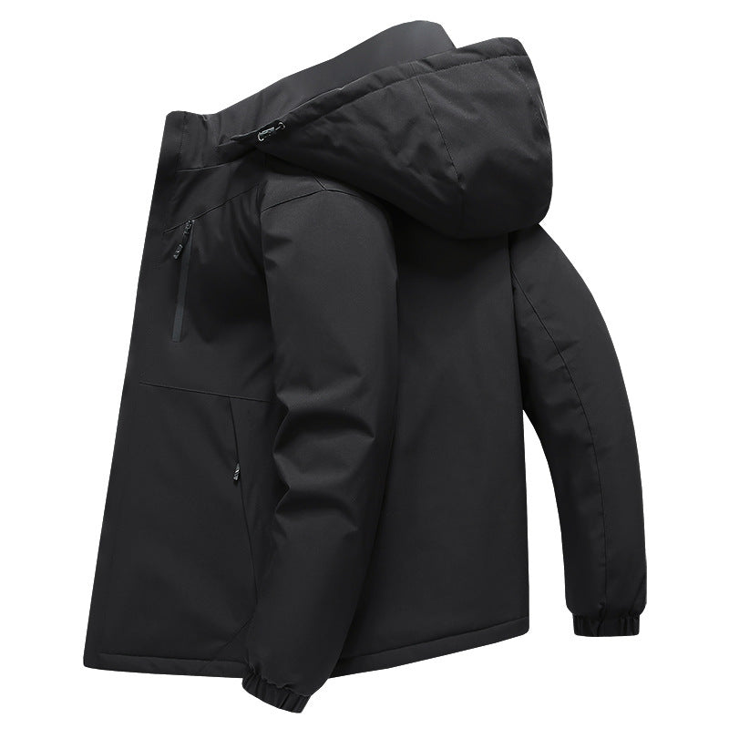 Herren Softshell-Allwetterjacke mit wasserdichter Membran, verstellbarer Kapuze und verdeckten Reißverschlüssen Drune