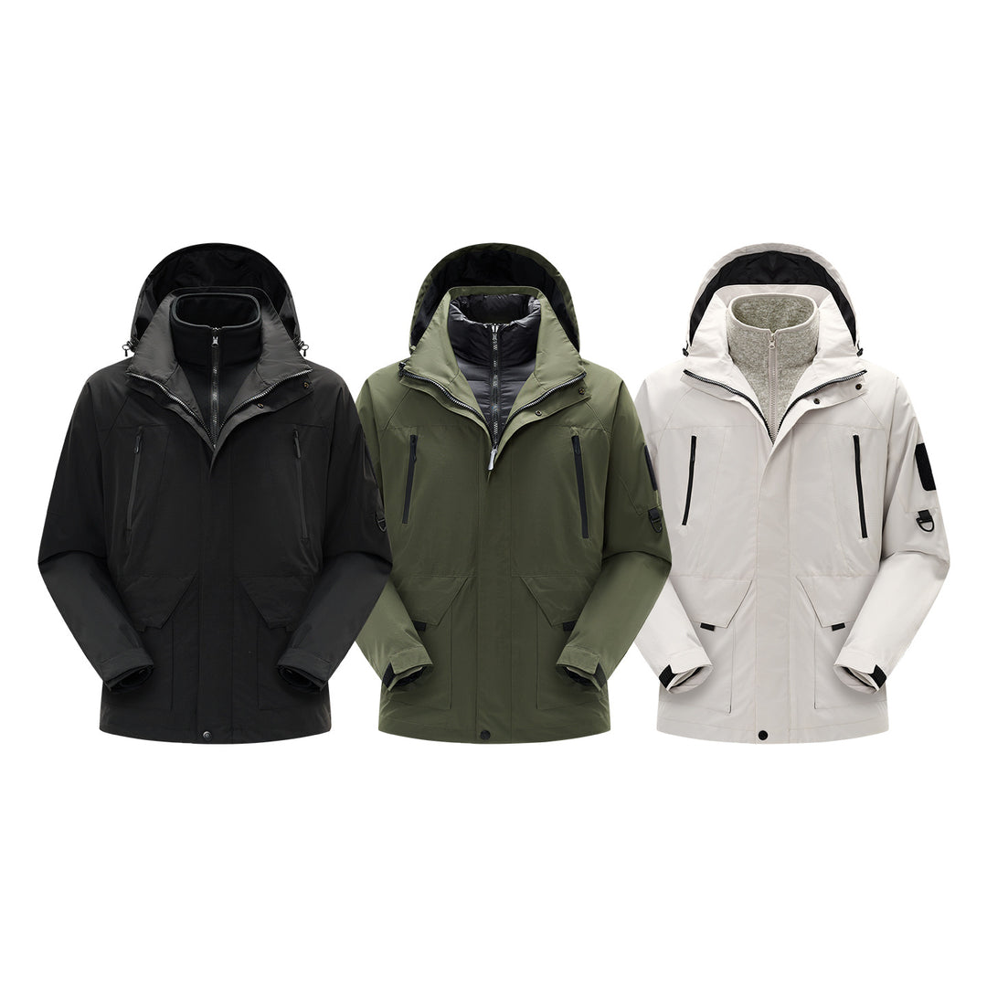 Herren Technische wasserdichte Outdoorjacke mit Kapuze, verschweißten Nähten und verdeckten Reißverschlüssen Drune