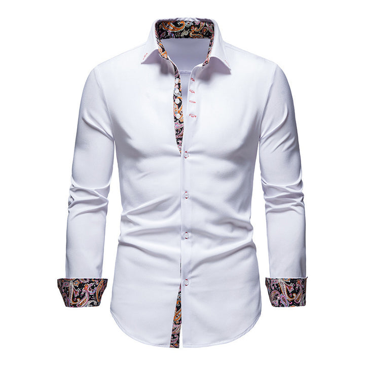 Herren Langarmhemd mit modernem Paisley-Muster und exklusiven Details Drune