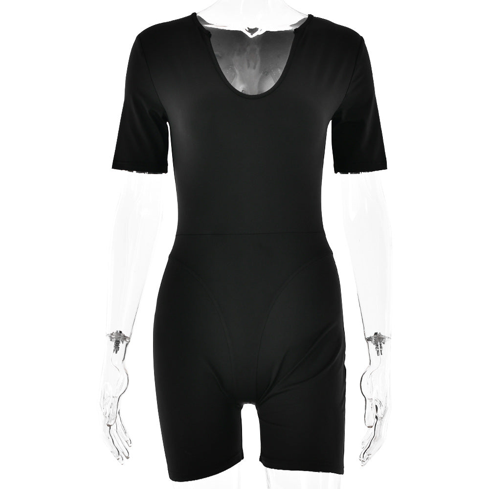 Damen Sportlicher Kurzarm-Bodysuit mit hochwertigem Baumwollmaterial und figurformendem Design Drune