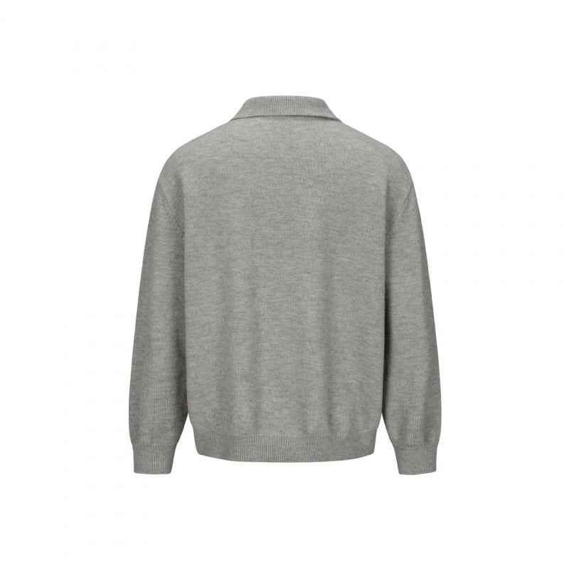 Herren Strick-Hemdjacke mit Hemdkragen, durchgehender Knopfleiste und gerippten Bündchen Drune