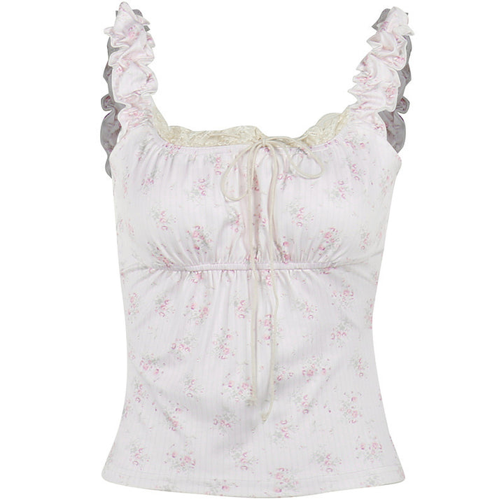 Damen Nachtkleid mit zarter Spitzendekoration und verspielten Rüschenelementen Drune