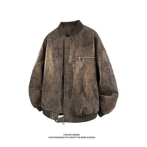 Herren lässige Oversized-Bomberjacke aus strapazierfähigem Material mit praktischen Taschen Drune