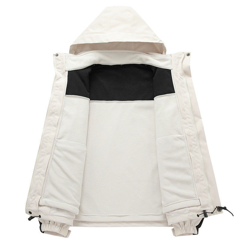 Herren funktionale Outdoor-Softshelljacke mit herausnehmbarer Fleece-Innenjacke, wind- und wasserabweisender Membran und verstellbarer Kapuze Drune