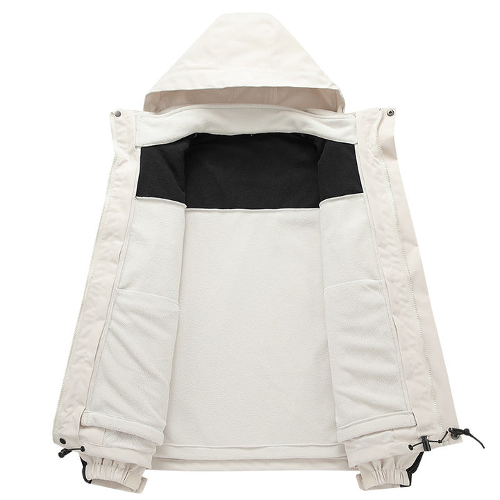 Herren funktionale Outdoor-Softshelljacke mit herausnehmbarer Fleece-Innenjacke, wind- und wasserabweisender Membran und verstellbarer Kapuze Drune