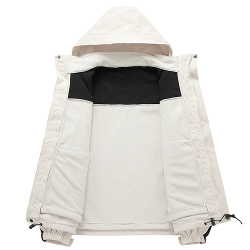 Herren funktionale Outdoor-Softshelljacke mit herausnehmbarer Fleece-Innenjacke, wind- und wasserabweisender Membran und verstellbarer Kapuze Drune