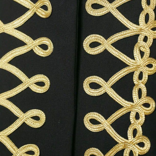 Damen Taillierter Cropped Militärblazer mit Stehkragen und goldverzierten Epauletten Drune