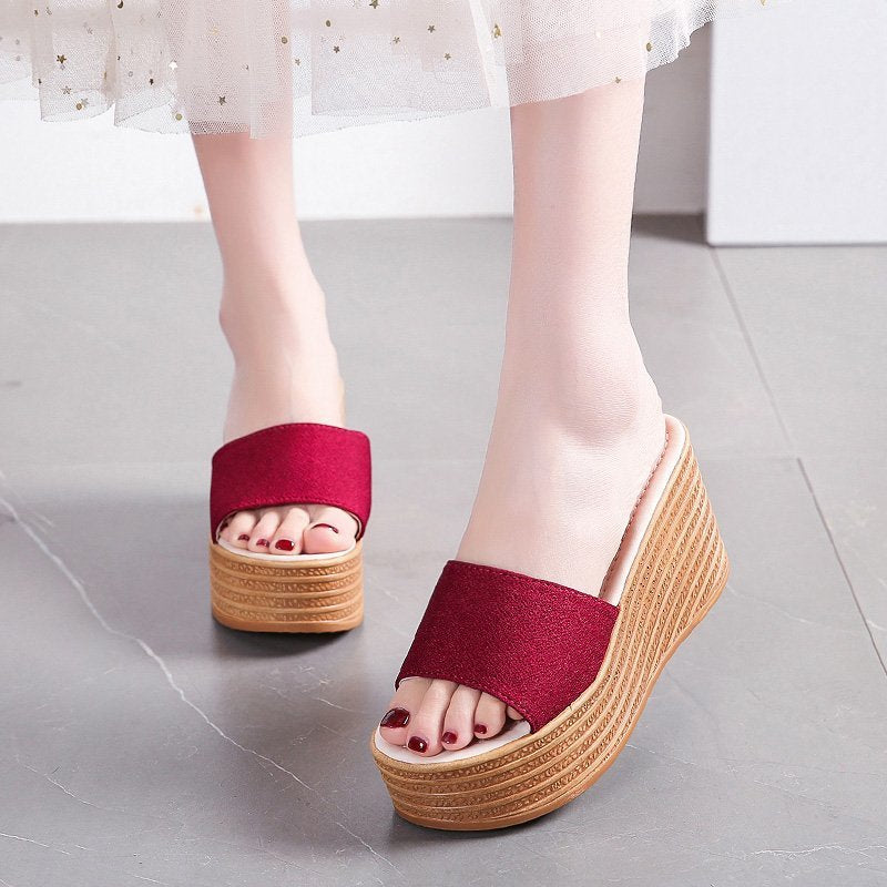 Damen Wedge-Pantoletten mit bequemem Riemendesign und rutschfester Sohle Drune