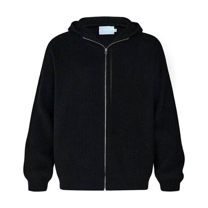 Herren Modische Strickjacke mit Kapuze und Reißverschluss Drune