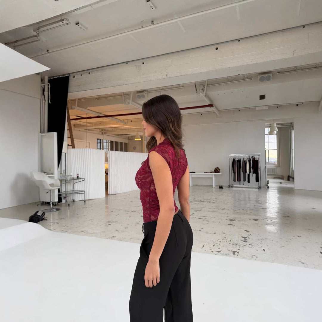 Damen Spitzen-Bodys mit elegantem V-Ausschnitt Drune