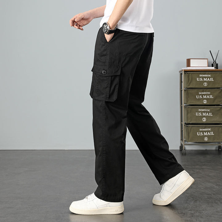Herren Lässige Canvas-Cargohose mit großen Klappentaschen, Relaxed Fit & verstärkten Nähten Drune