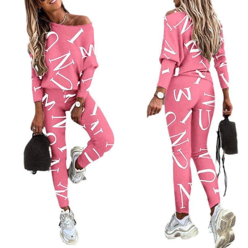 Damen Pyjama-Set mit langärmligem Oberteil und elastischen Hosen Drune