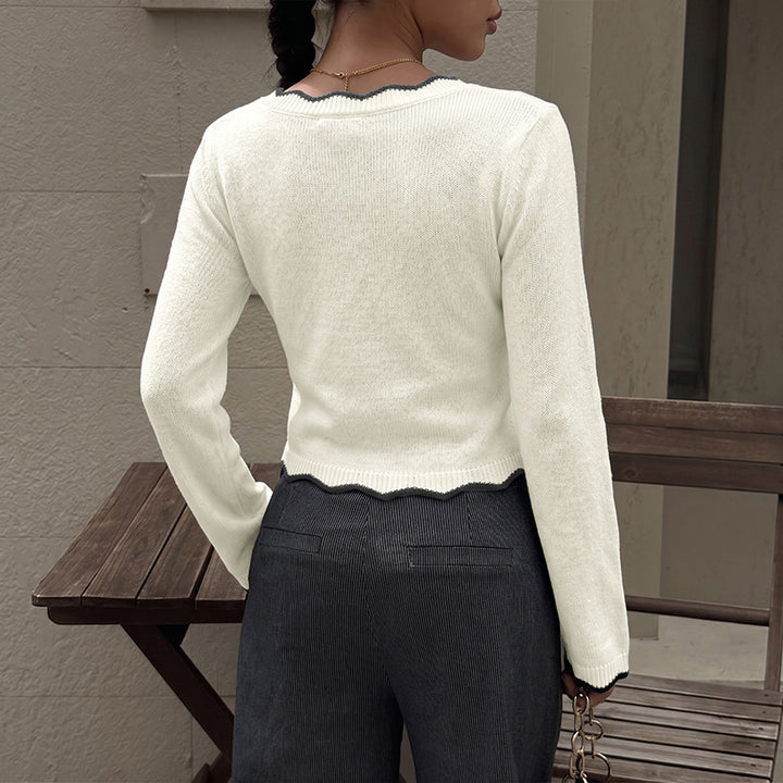 Damen Elegantes V-Ausschnitt Strickoberteil Drune