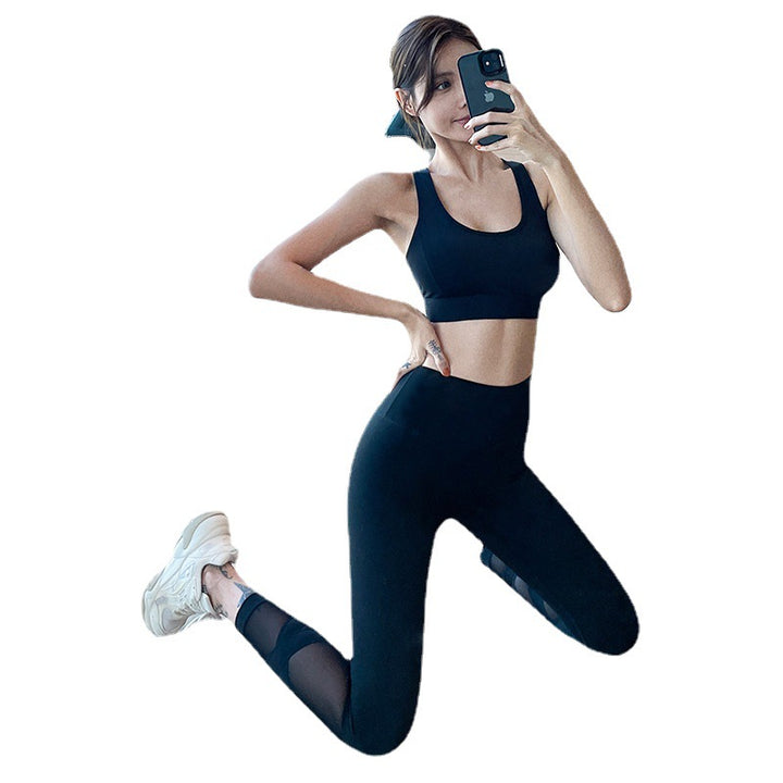 Damen Sport-BH und Leggings Set mit atmungsaktiven Mesh-Einsätzen und figurformendem Schnitt Drune