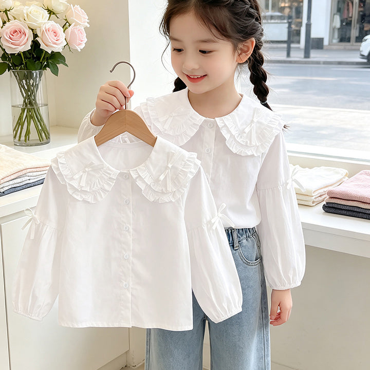 Mädchen Bluse mit Rüschendesign und niedlichem Kragen Drune